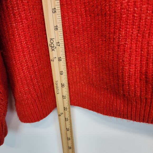 Vince Camuto Half Zip Red Sweater Size L Rib Knit Mock Neck Long Sleeve Fall - Picture 8 of 11